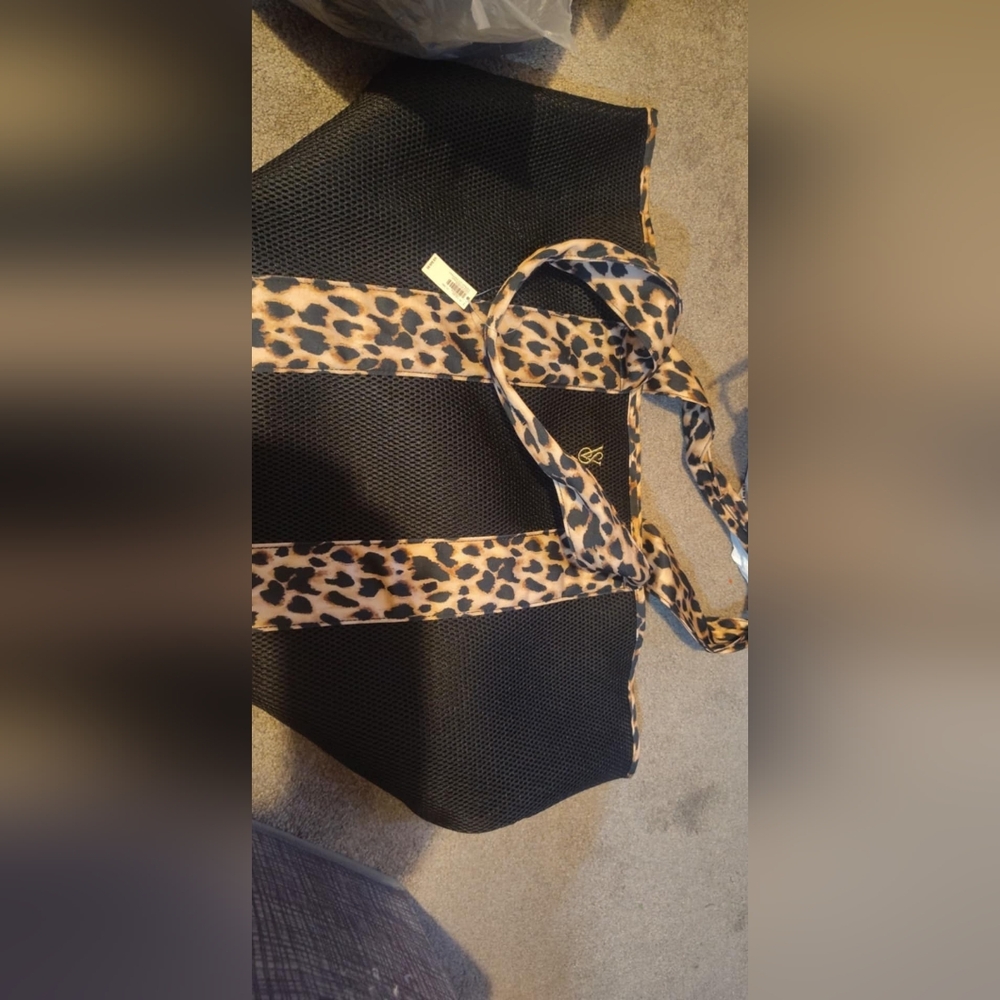 Victoria's Secret Black and Leopard Tote Bag